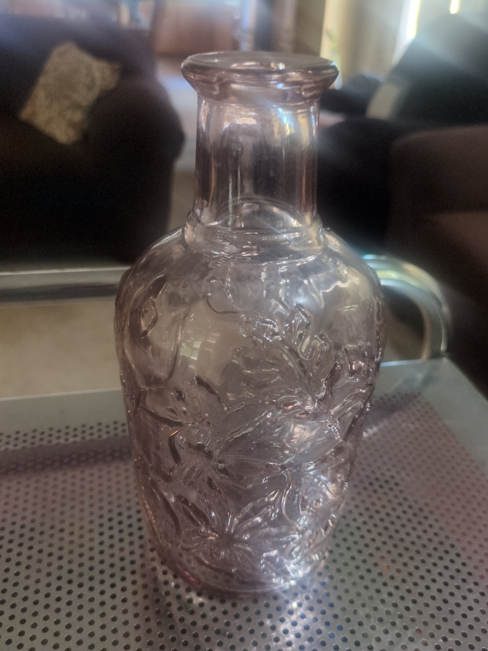 Vintage Decorative Embossed Glass Vase - Lavender